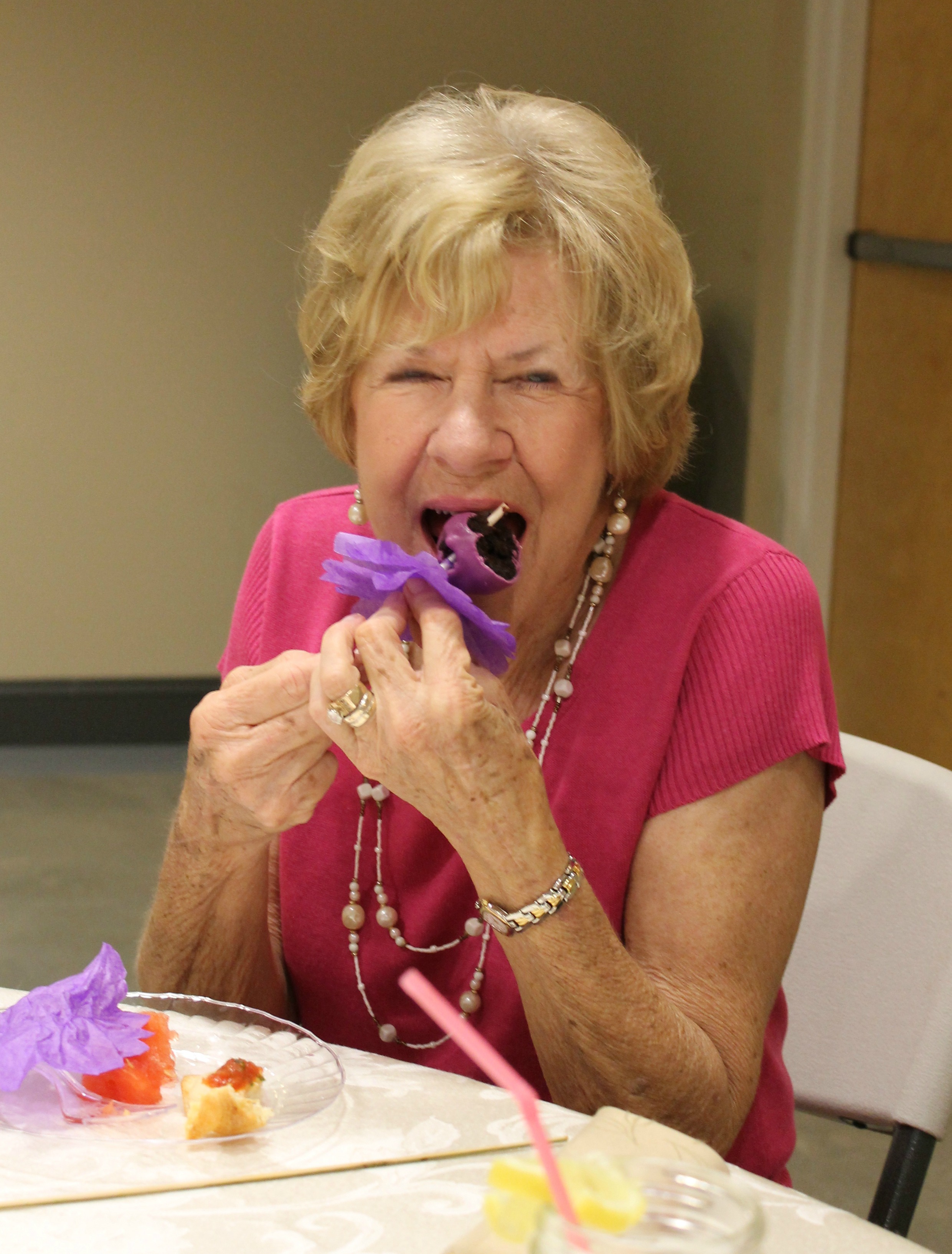 lady eating cake